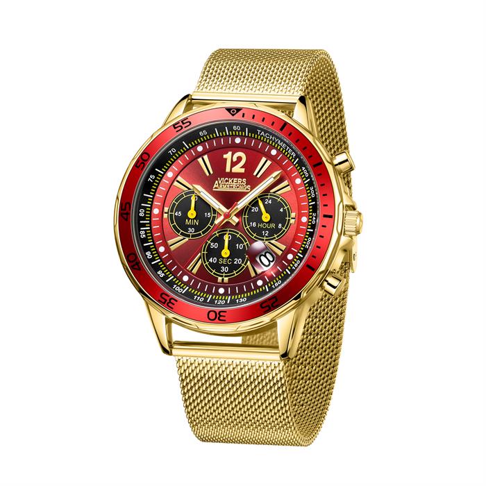 Vickers Armstrong Ltd Ed Chopper Chrono Watch with Milanese Bracelet - 587457