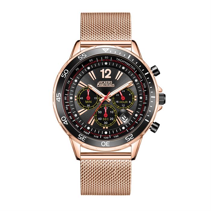 Vickers Armstrong Ltd Ed Chopper Chrono Watch with Milanese Bracelet - 587457