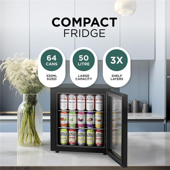 DMD Glass Mini Fridge 50L (5°C to 10°C) - 589336