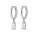 0.22ct SI Created Diamond 'Noya' Baguette Cut Huggie Earrings (Gold Vermeil or Platinum Plated) - Platinum Plated