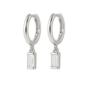 0.22ct SI Created Diamond 'Noya' Baguette Cut Huggie Earrings (Gold Vermeil or Platinum Plated) - 591108