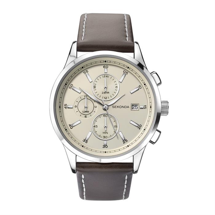 Sekonda Gents Dual Time Watch with Leather Strap - 605172