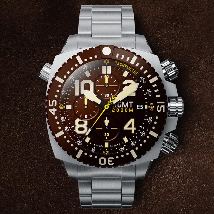 RGMT Gents Chronograph Watch with Stainless Steel Bracelet with Complimentary Gift - 607754