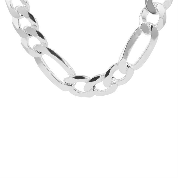 Faith & Brown Italian Crafted 130g Sterling Silver Figaro Chain 22"  - 613313