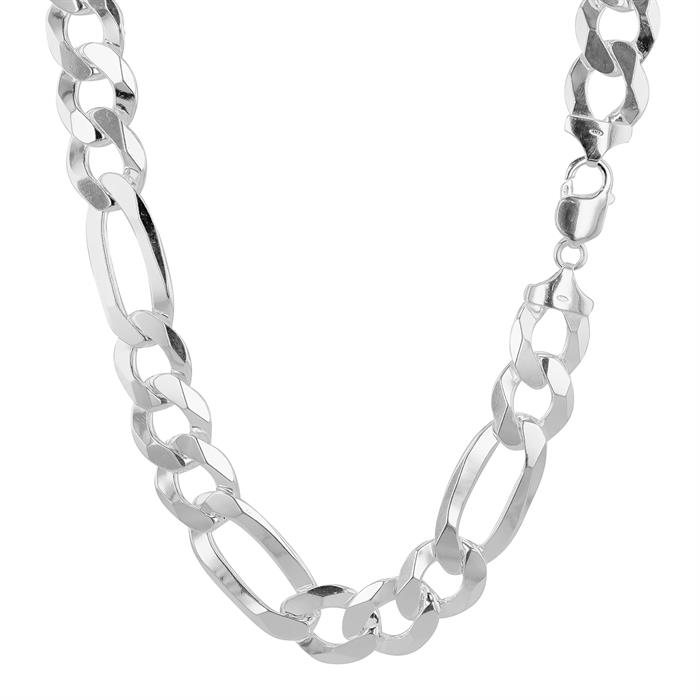 Faith & Brown Italian Crafted 130g Sterling Silver Figaro Chain 22"  - 613313