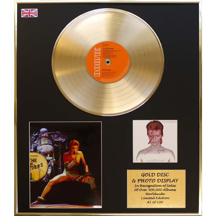 David Bowie - 'Aladdin Sane' 24x20" Framed Gold Disc & Photo Display Ltd Edition of 100 - David Bowie