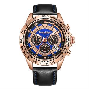 Swan & Edgar Ltd Ed Speed Tracker Mechanical Quartz Watch with Leather Strap    - 625961
