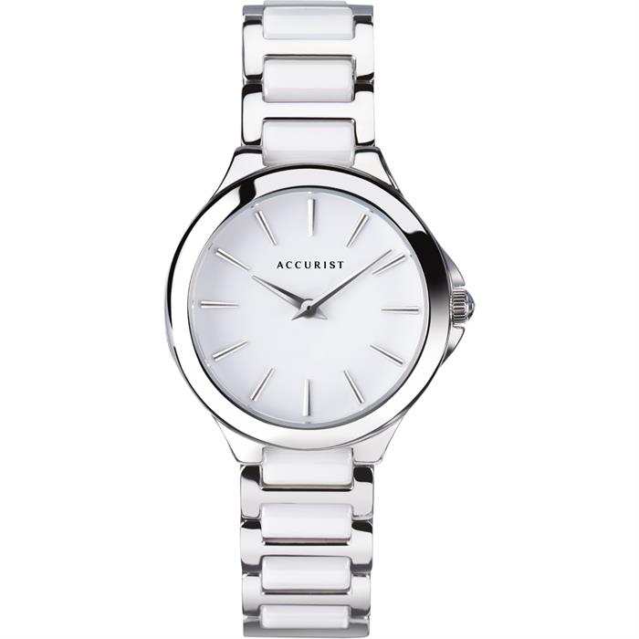 Accurist Ladies Ceramic White Watch with Stainless Steel Bracelet - 639981