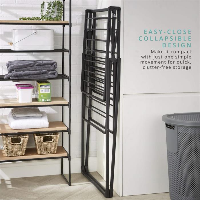 Swan Stealth Easy-Close Outdoor & Indoor Clothes Airer with 25m of Drying space, 20kg Weight Capacity, Anti-Slip Coating and Feet, Easy Storage - 644002