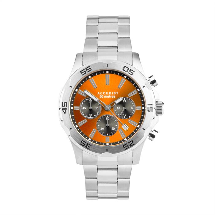 Accurist Gents Coloured Dial Chronograph Watch with Stainless Steel Bracelet  - 644093