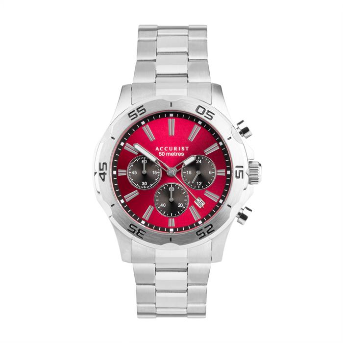 Accurist Gents Coloured Dial Chronograph Watch with Stainless Steel Bracelet - 644093