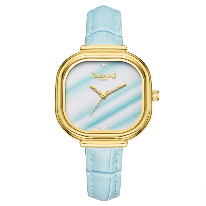 Gamages Of London Ladies Mirror Diamond Watch with Leather Strap