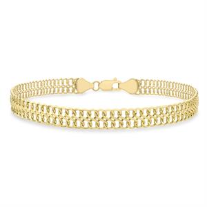 Faith & Brown Italian Crafted 9k Gold Bi-Layer Curb Bracelet 7.5" - 661574