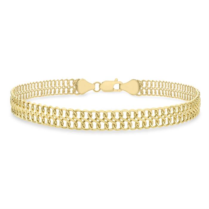Faith & Brown Italian Crafted 9k Gold Bi-Layer Curb Bracelet 7.5" - 661574