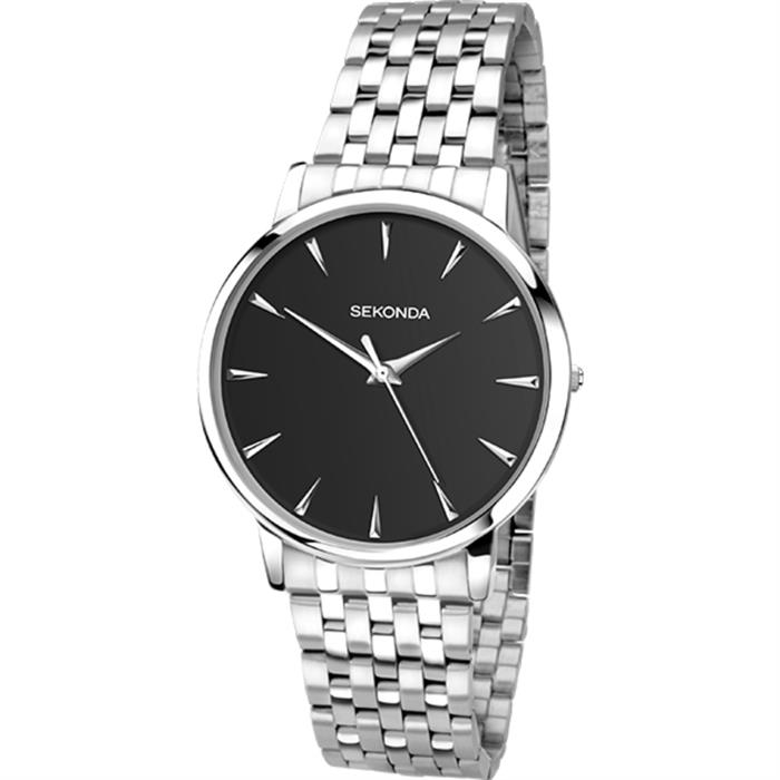 Sekonda Gents Black Dial Watch with Stainless Steel Bracelet - Black Dial