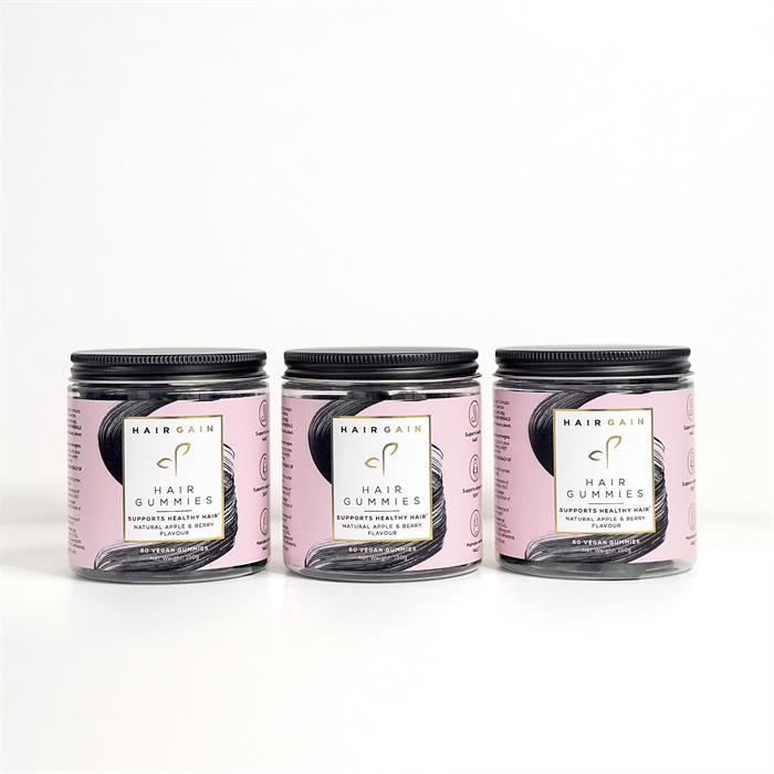 Hair Gain Gummies Trio Set - 3 x 60 Capsules  - Trio Set