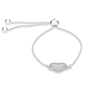 Faith & Brown Sterling Silver Stardust Infinity Heart Slider Bracelet 9" - 696326