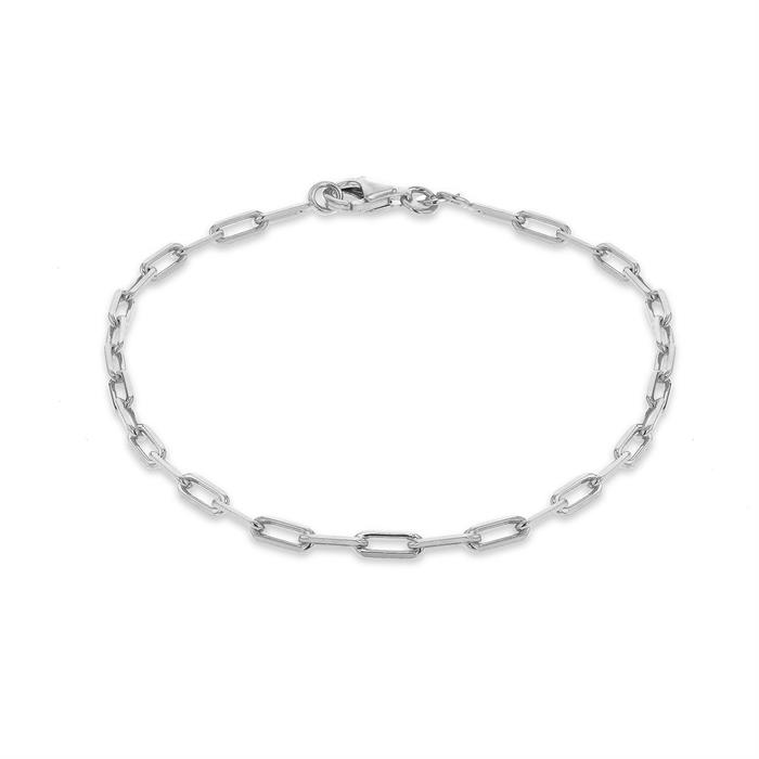 Faith & Brown Italian Crafted Paper Clip Bracelet - 7.5" Sterling Silver - Silver