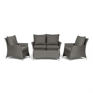 PARIS 4 Seater 4pc Lounging Coffee Set: 2 Seater Sofa, 2 Armchairs with Coffee Table inc Cushions - 701420