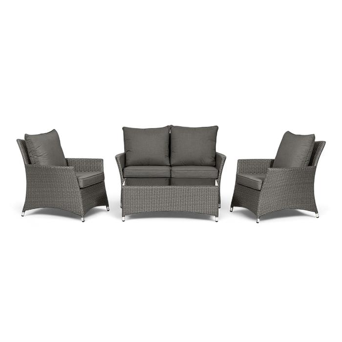 PARIS 4 Seater 4pc Lounging Coffee Set: 2 Seater Sofa, 2 Armchairs with Coffee Table inc Cushions - 701420