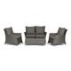 PARIS 4 Seater 4pc Lounging Coffee Set: 2 Seater Sofa, 2 Armchairs with Coffee Table inc Cushions - 701420