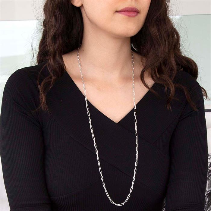 Faith & Brown Italian Crafted Paperclip Chain in Sterling Silver 32" - 701450
