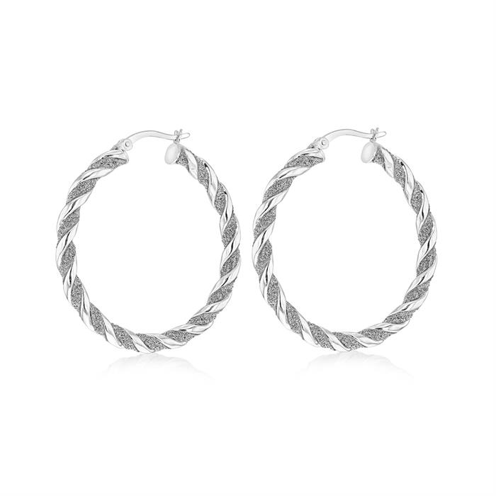 Faith & Brown Sterling Silver Stardust Twist Hoop Earrings 40mm - Earrings