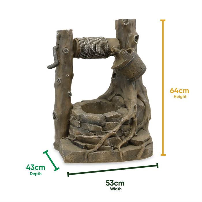 Gardenwize Solar Powered Water Feature - Rustic Brick Well - 712693