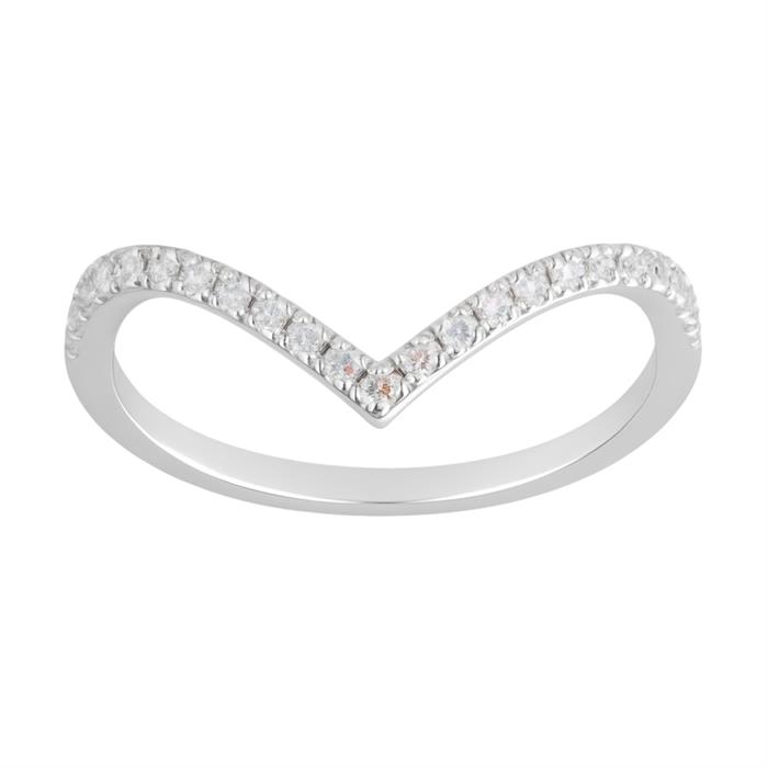 0.15ct SI Created Diamond 'Fortuna' Wish Bone Ring (Gold Vermeil or Platinum Plated) - 715309
