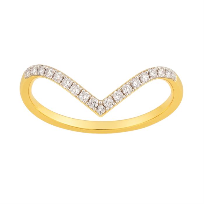0.15ct SI Created Diamond 'Fortuna' Wish Bone Ring (Gold Vermeil or Platinum Plated) - 715309