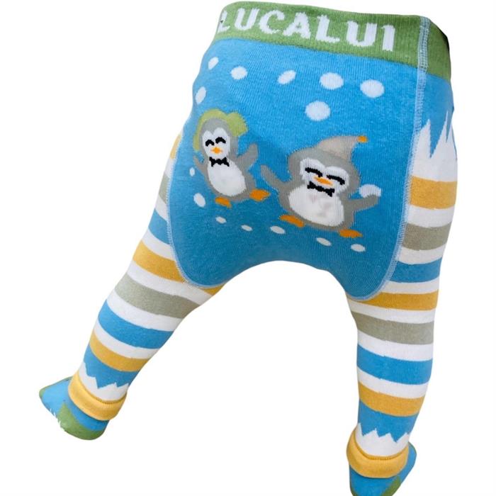 Jolly Penguin Leggings with Built-In Socks by Lucalui - 0-6 Months