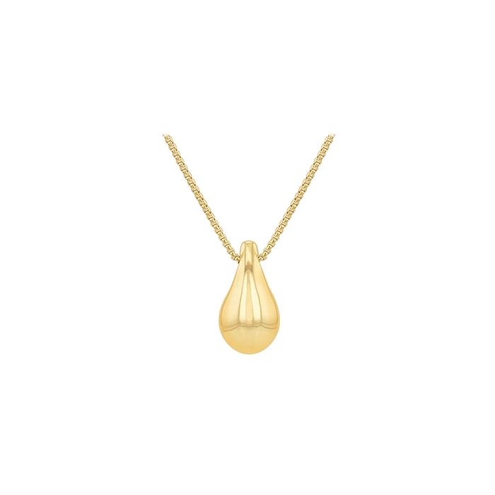  9K Yellow Gold Teardrop Necklace 17-18" - Teardrop Necklace
