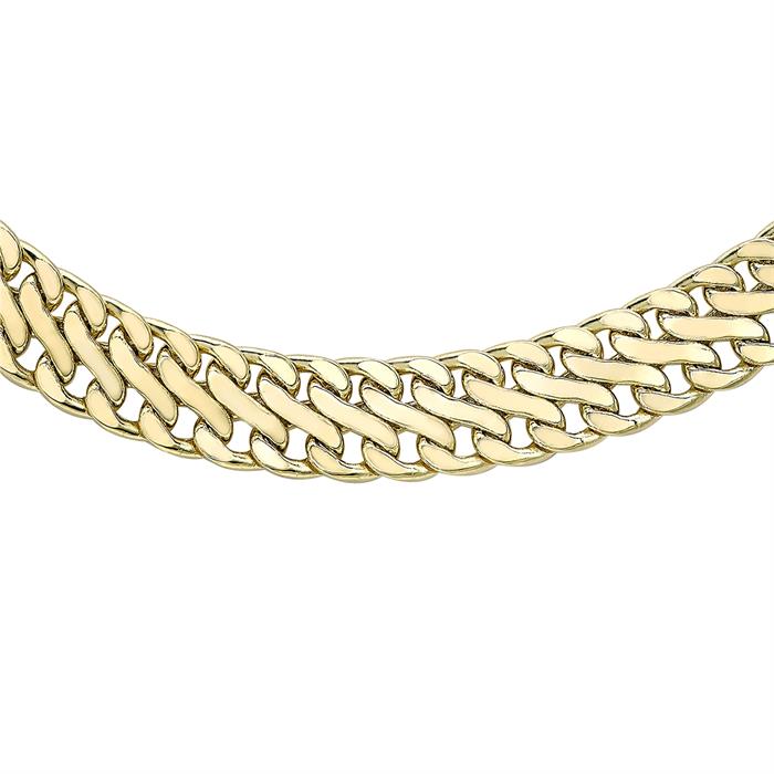 9K Yellow Gold Woven Curb Necklace 17" - 751945