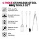 Tower 4 Piece BBQ Tool Set with Hanging Loop, Including Spatula, Fork, Tongs & Basting Brush - 771495