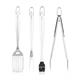 Tower 4 Piece BBQ Tool Set with Hanging Loop, Including Spatula, Fork, Tongs & Basting Brush - 771495