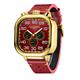 Gamages of London Ltd Ed Vertical Astute Automatic Watch with Leather Strap - Red