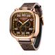 Gamages of London Ltd Ed Vertical Astute Automatic Watch with Leather Strap - Brown