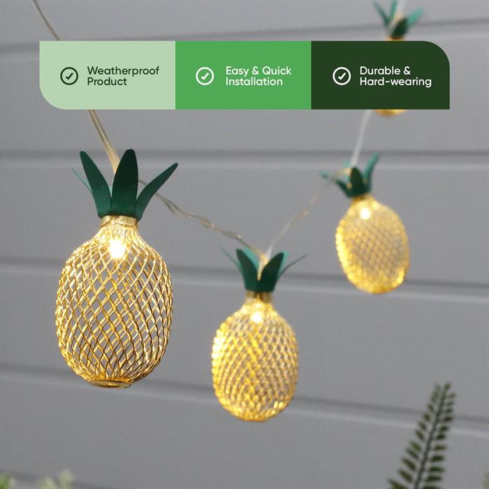 Gardenwize Solar Pineapple Lantern String Lights 2m - Twin Pack (4m in Total) - 775934