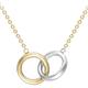 Faith & Brown Italian Crafted 9K Linked Rings Necklace 17-18"  - Two-Tone