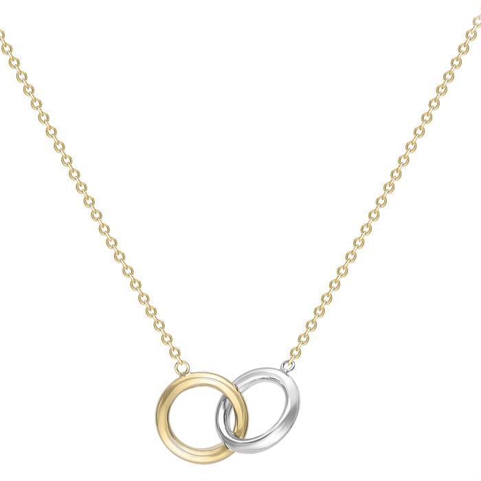 Faith & Brown Italian Crafted 9K Linked Rings Necklace 17-18"  - 796115