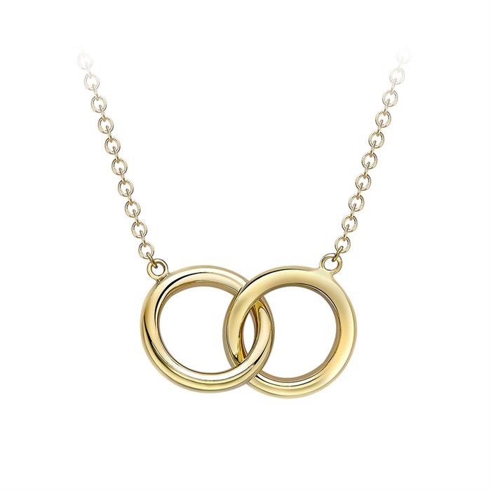 Faith & Brown Italian Crafted 9K Linked Rings Necklace 17-18"  - 796115