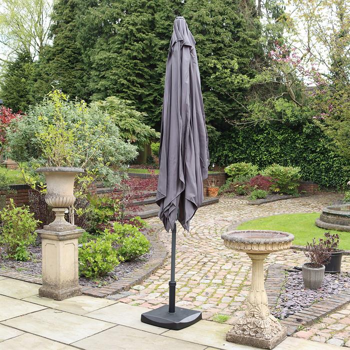 Crank and Tilt Rectangular Grey Parasol 2.4m x 3m Grey Powder Coated Pole (38mm Pole, 8 Ribs) - 834507