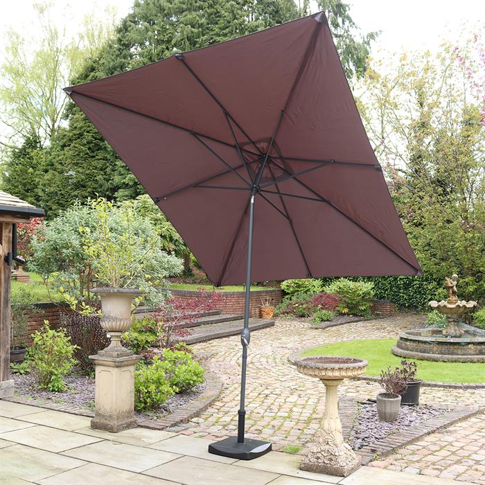 Crank and Tilt Rectangular Grey Parasol 2.4m x 3m Grey Powder Coated Pole (38mm Pole, 8 Ribs) - 834507