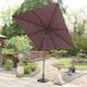 Crank and Tilt Rectangular Grey Parasol 2.4m x 3m Grey Powder Coated Pole (38mm Pole, 8 Ribs) - 834507