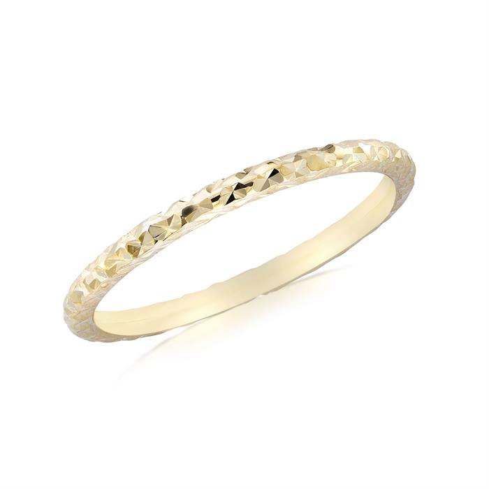9K Yellow Gold Facetted Gold Band Ring - 854260