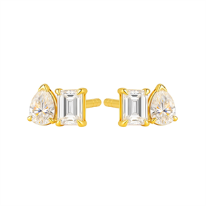 0.50ct SI Created Diamond 'Violetta Toi Et Moi' Stud Earrings (Gold Vermeil or Platinum Plated) - 865935