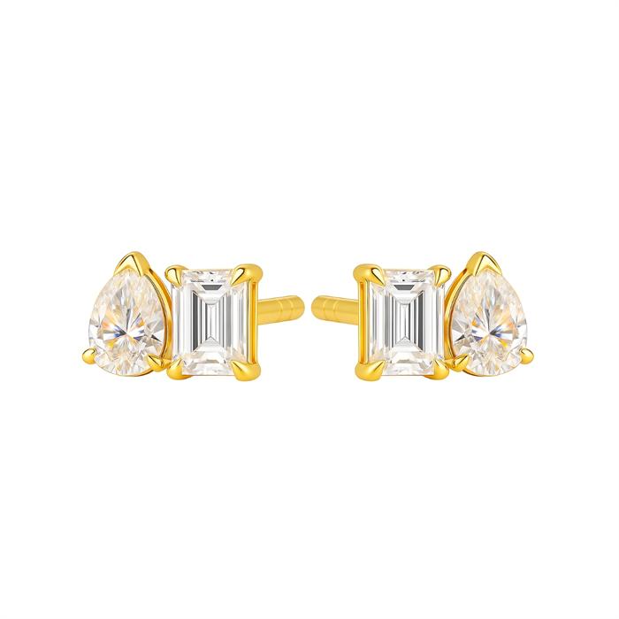 0.50ct SI Created Diamond 'Violetta Toi Et Moi' Stud Earrings (Gold Vermeil or Platinum Plated) - 865935