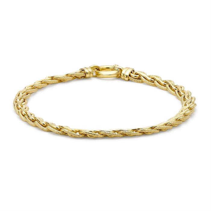  9K Yellow Gold Textured Links Bracelet 7.5" - Textured Links