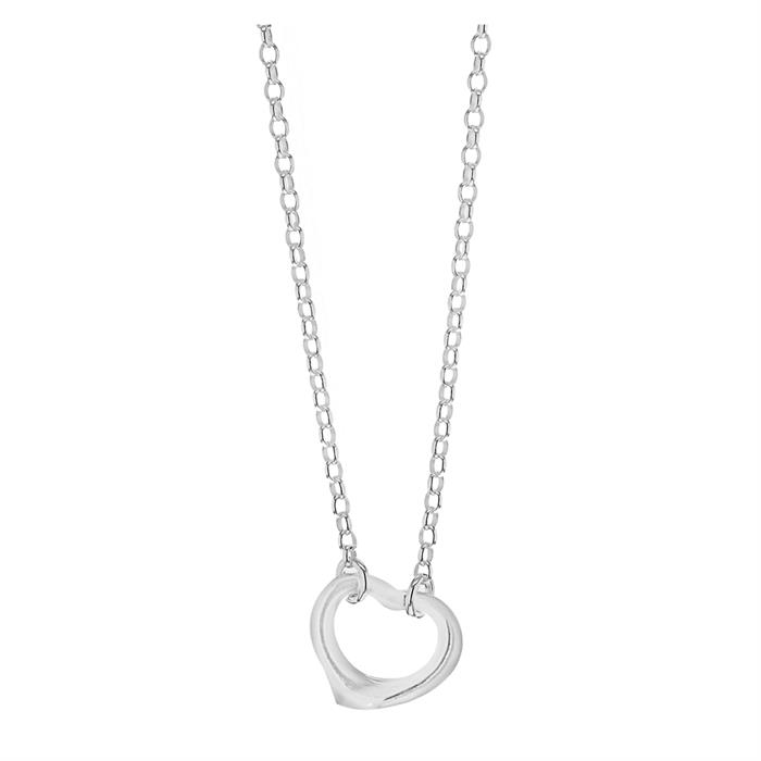 Faith & Brown Italian Crafted Open Heart Necklace in Sterling Silver 16" - 892947