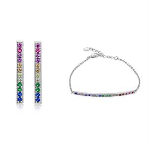 Faith & Brown 'Colour Pop' Bar Bracelet and Bar Earring Set in Sterling Silver - 893974